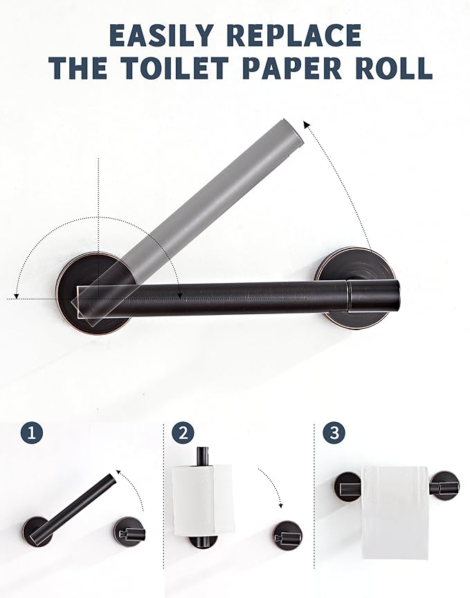 Bronze Toilet Paper Holder SUS304 Stainless Steel Double Post Pivoting Toilet Paper Roll Holder Wall Mounted Toilet Tissue Holder for Commercial Bathroom RV Oil Rubbed Bronze-NeatNest