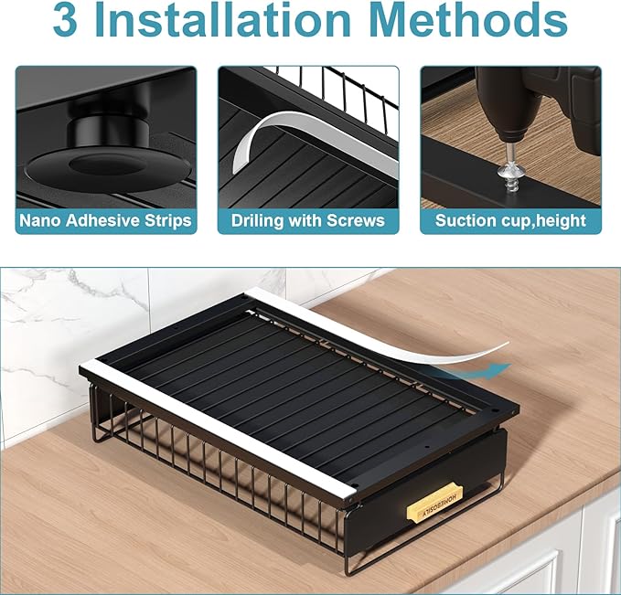 Under Sink Organizer, Kitchen Under Sink Organizers and Storage, Mute Pull Out Cabinet Organizer Shelf, Metal Sliding Drawer for Kitchen Bathroom Pantry Cabinet Closet Organization Rack, Black-NeatNest
