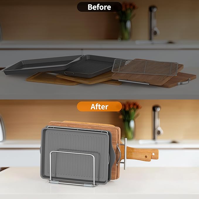 Cutting Board Stand, Cutting Board Rack, Cutting Board Organizer Stainless Steel, Cutting Board Holder for Countertop, Chopping Board Holder (1 Pack)-NeatNest
