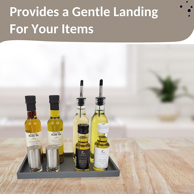 Countertop and Vanity Tray - 11.7" Silicone Bathroom Tray Countertop, Dish Soap Trays for Kitchen Counter, Sink Organizer Caddy Accessories, Toilet Plant Shower Makeup Mat Oil Holder-NeatNest