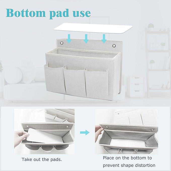 2-Pack Wall Hanging Organizer Bag/Hanging Baskets with Large Mesh Compartment & 3 Pockets，Over the Door Organizer Space Saving Storage for Bedroom,RV Camper, Closet (White-2 Pack)-NeatNest