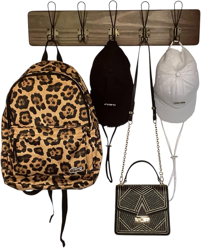 Coat Hanger Wall Mount - 24 Inch Coat Rack with 5 Hooks, Rustic Farmhouse, Handcrafted Pine, Bag, Dog Leash Holder for Wall, Durable Entryway Organizer, Expresso Finish-NeatNest