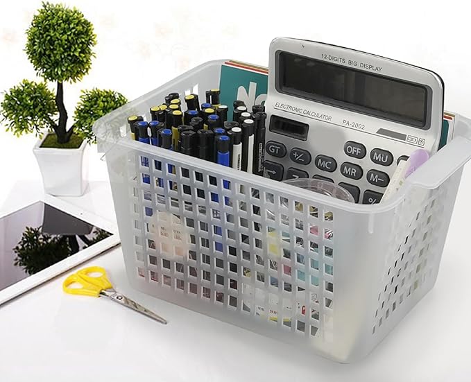 Clear Plastic Storage Bins/Basket Organizer for Home Bathroom Kitchen, 6-Pack-NeatNest