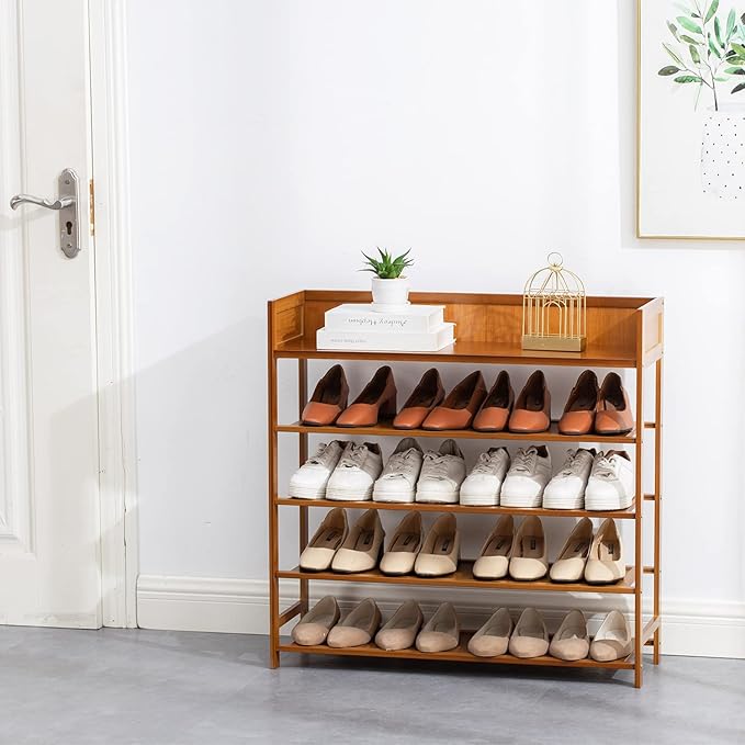 latifolia Shoe Rack, 5-Tier Bamboo Shoe Rack Organizer for Entryway, Brown(31.50''L)-NeatNest