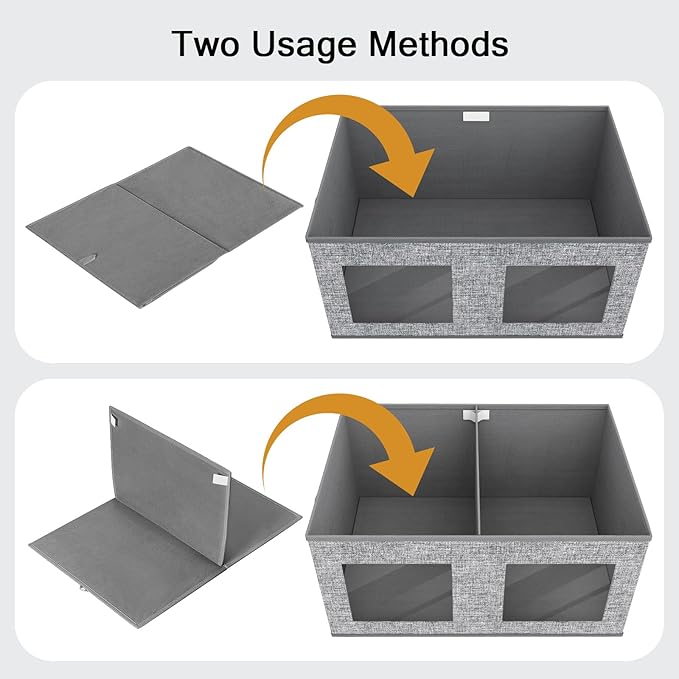 Univivi Large Foldable Fabric Storage Bins with lids [2-Pack] Collapsible Closet Storage Box for Clothes, Closet Organizer with Handles, Storage Cube Basket for Home, Bedroom (Grey, 24" x17" x 12")-NeatNest