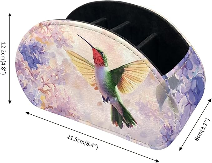 Green Hummingbird Print Office Desk Organizers with 5 Compartments, Remote Control Holder - Desktop/TV Stand/Couch Accessory,for Controllers/Media Players/Eyeglasses Storage-NeatNest