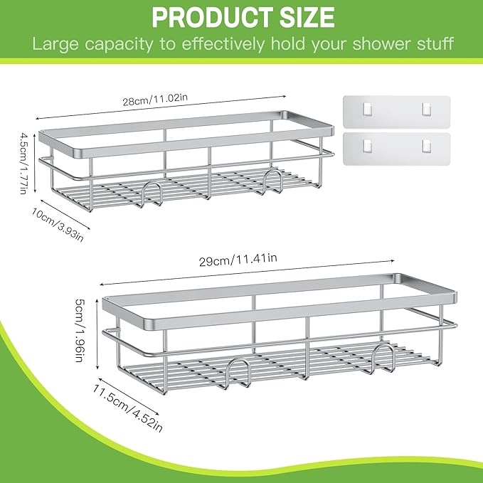 Uamector Shower Caddy Organizer Rustproof - Bathroom Shelves Rack for Home Decor & Storage - Adhesive Wall Shampoo Holders for Inside - Bath Tub Organization