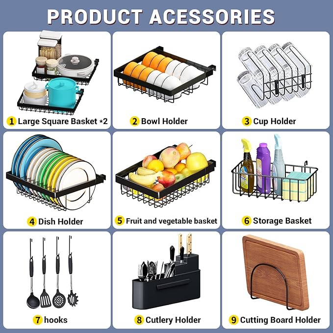 Over Sink Dish Drying Rack (Expandable Height/Length) Snap-On Design Large Dish Drainer Storage Counter Organizer (31-39.5L x 12W x 34-38H inches)
