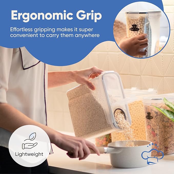 Cereal Containers Storage Set Large (4L,135.2 Oz), Airtight Food Storage Containers for Kitchen & Pantry Organization, Cereal Storage Container Set for Crunchiness, BPA Free Dispenser Keepers (4)-NeatNest