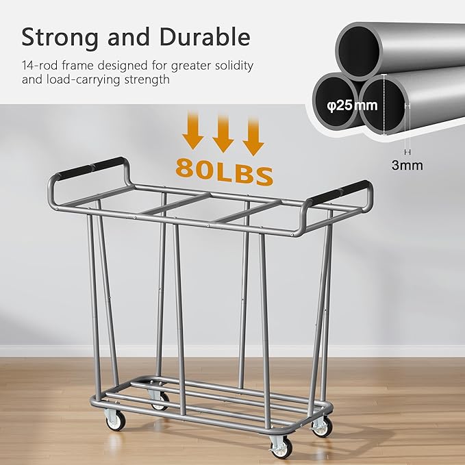 Large laundry hamper with Wheels, 360L 3 Bag Big Rolling Laundry Hamper Sorter Cart, Extra Large Laundry Clothes Hamper, Heavy Duty Laundry Basket Organizer for Laundry Room,Bathroom