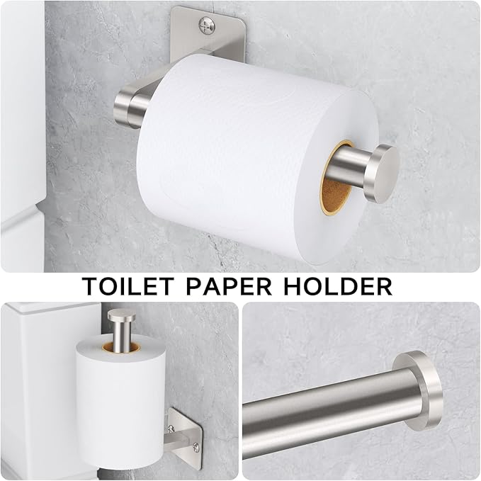 Brushed Nickel Bathroom Accessories Set, 10 Pieces Bathroom Hardware Set, 24 inch Towel Bar, Towel Racks for Bathroom, Robe Towel Hooks, Toilet Paper Holder Wall Mounted-NeatNest