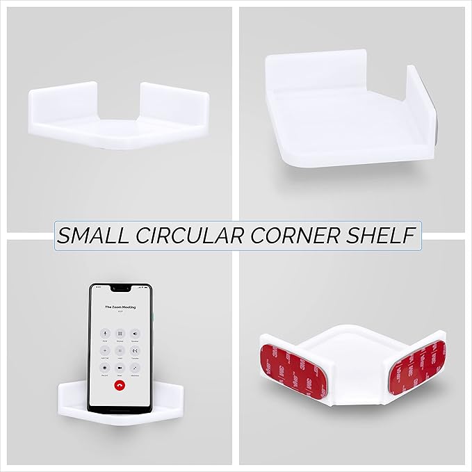 Mini Corner Shelf Mount for Security Cameras, Baby Monitors, Speakers, Plants & More, Universal Holder, Strong Adheasive, Easy to Install, No Mess, Screwless by Brainwavz (White)-NeatNest