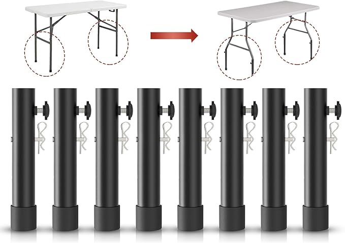 8-Pack Folding Table risers for Folding Tables Straight/Bent Leg, Durable Folding Table Leg Extensions 2 Levels/Heights Table Leg Extenders 3.6in/5.2in-All for Treating Your Back Pain-NeatNest
