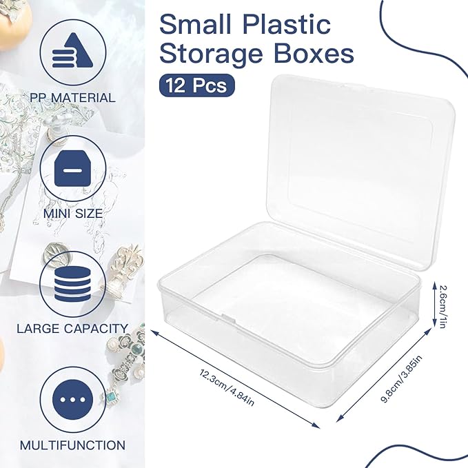 Goiio 24 Pcs Mini Plastic Storage Containers Box with Lid, 5x4x1.3 Inches Clear Rectangle Box for Collecting Small Items, Beads, Game Pieces, Business Cards, Crafts Accessories-NeatNest