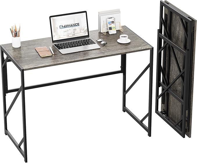 Elephance Folding Desk Writing Computer Desk for Home Office, No-Assembly Study Office Desk Foldable Table for Small Spaces-NeatNest