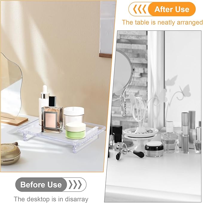 2 Pack Acrylic soap Dish Tray for Bathroom Counter and Kitchen - Waterproof Countertop Organizer for Soap Dish, Vanity, Plants, Candles (2, Large-9 x 5.9 x 1.5 inch)