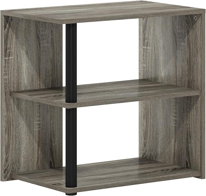 Furinno Romain 2-Tier End Table, French Oak/Black-NeatNest