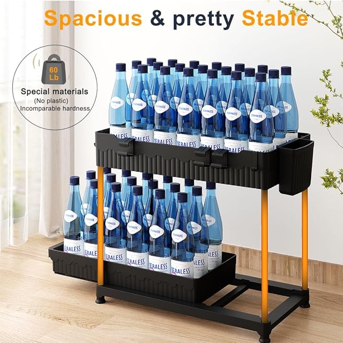 3 Pack Under Sink Organizers, 2-Tier Multi-Use Kitchen and Bathroom Organizers and Storage with Sliding Drawers，Bathroom Cabinet Organizer (Black, 12.8 Inch)-NeatNest