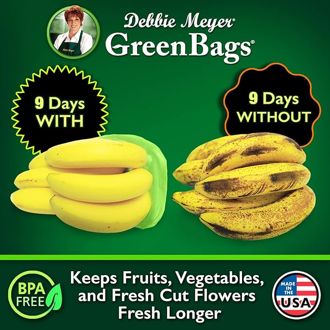 Debbie Meyer, GreenBags 20-Pack (8M, 8L, 4XL) | Reusable Storage Bags Keeps Fruit, Vegetables, Produce, Cut Flowers Fresh Longer, Kitchen & Fridge Preservation Solution, BPA Free, Made in the USA-NeatNest