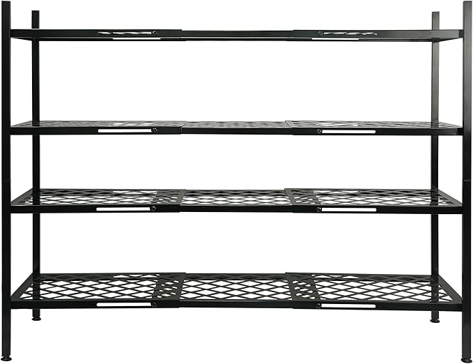 Shoe Rack, 4-Tier Long Shoe Rack, Stackable Shoe Storage Organizer Expandable Shoe Shelf Stand, Holds up to 25-30 Pairs of Shoes for Entryway, Garage, Front Door Entrance, Metal,45.6in Black-NeatNest