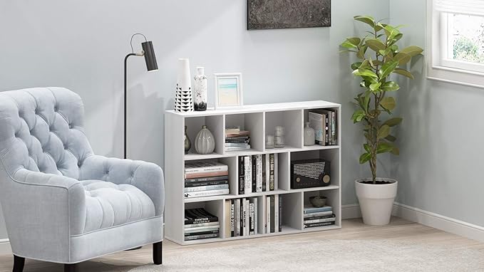 Furinno Luder Bookcase / Book / Storage , 11-Cube, White-NeatNest