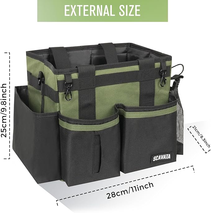 Compact Wearable Cleaning Caddy, Small Cleaning Caddy Supplies Organizer with Handle & Shoulder Straps for Housekeepers, Under Sink & Car Cleaning Tool Organizers Bag (Armygreen)-NeatNest