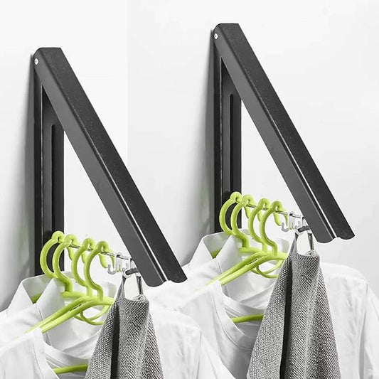 Black Retractable Clothes Rack - Wall Mounted Folding Collapsible Clothes Hanger Drying Rack for Laundry Room Closet Storage Organization, 2 Pack