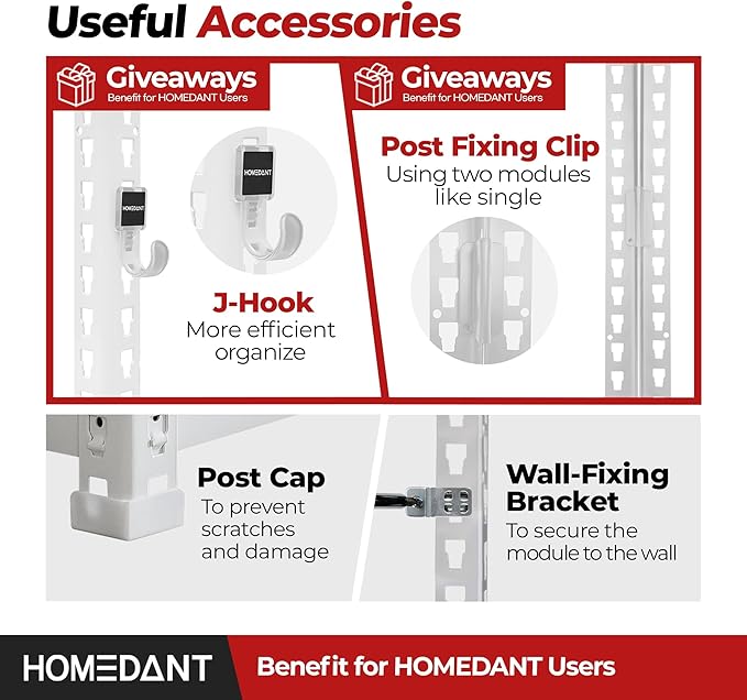 HOMEDANT White 5 Tier Laminated Boltless Heavy Duty Garage Storage Adjustable Wide Size Metal Shelving Unit Utility Rack Shelves Organization Shelf Shed Warehouse 47.7" W x 18.2" D x 71.3" H 3Pack-NeatNest