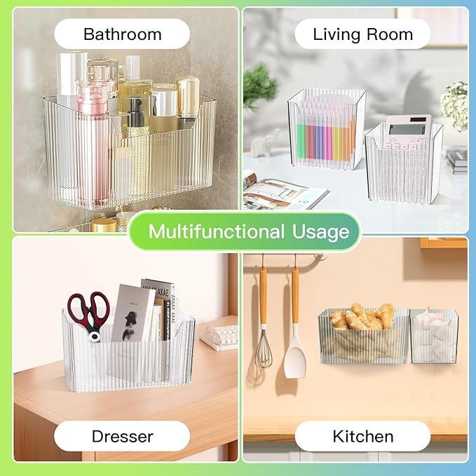 10 Pcs Storage Organizer Bins Wall Mounted Organizer Basket,Wall Organization Container Hanging Basket Bins,for Organizing Cosmetics, Toiletries and Kitchen Supplies