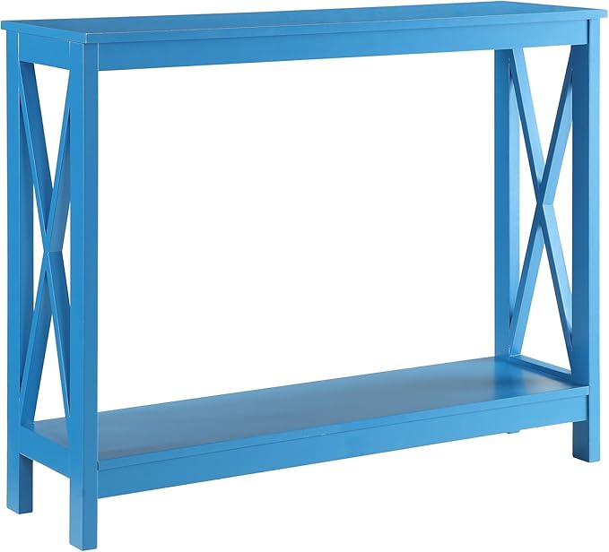 Convenience Concepts Oxford Console Table 39.5" - Sofa Table with Storage Shelf, Transitional Entryway Hall Table for Living Room and Bedroom, Display Foyer Table, Teal Blue-NeatNest