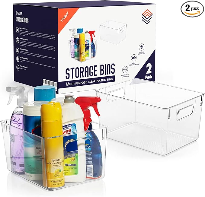 ClearSpace Clear Plastic Storage Bins – Pantry Organizers & Storage Containers, Cabinet Organizer - Home Organization Must Haves for Kitchen, Laundry Room, Office, Closet, Garage & Freezer-NeatNest