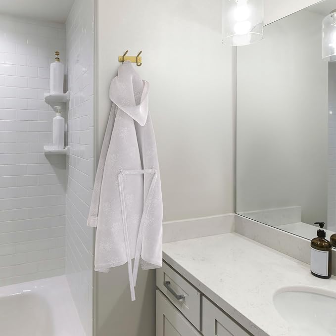 Brushed Gold Small Coat Rack Wall Mount – 6 Inch Stainless Steel Rail with 2 Double Coat Hooks for Entryway, Bathroom, Bedroom, Kitchen – Modern Gold Hook Rack for Coats, Hats, Towels-NeatNest