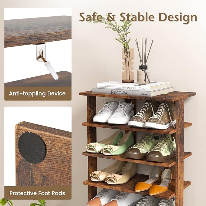 Tangkula 8-Tier Vertical Shoe Rack, Space-Saving Corner Shoe Organizer for 14 Pairs, Narrow Shoe Storage for Entryway, Front Door, or Closet-NeatNest