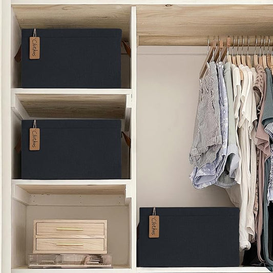 CHICVITA Black Storage Bins Shoe Basket for Entryway, Closet Toy Storage Bins with Handles for Kids, Small Laundry Basket, 14 ¾" L x 10 ¼" W x 8 ¼" H, 2-Pack-NeatNest