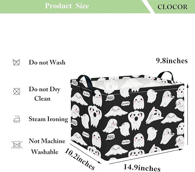 CLOCOR Rectangular Storage Basket Empty, Gift Basket for Halloween, Waterproof Storage Bin with Handles, Room Decor(Crack Ghost)-NeatNest