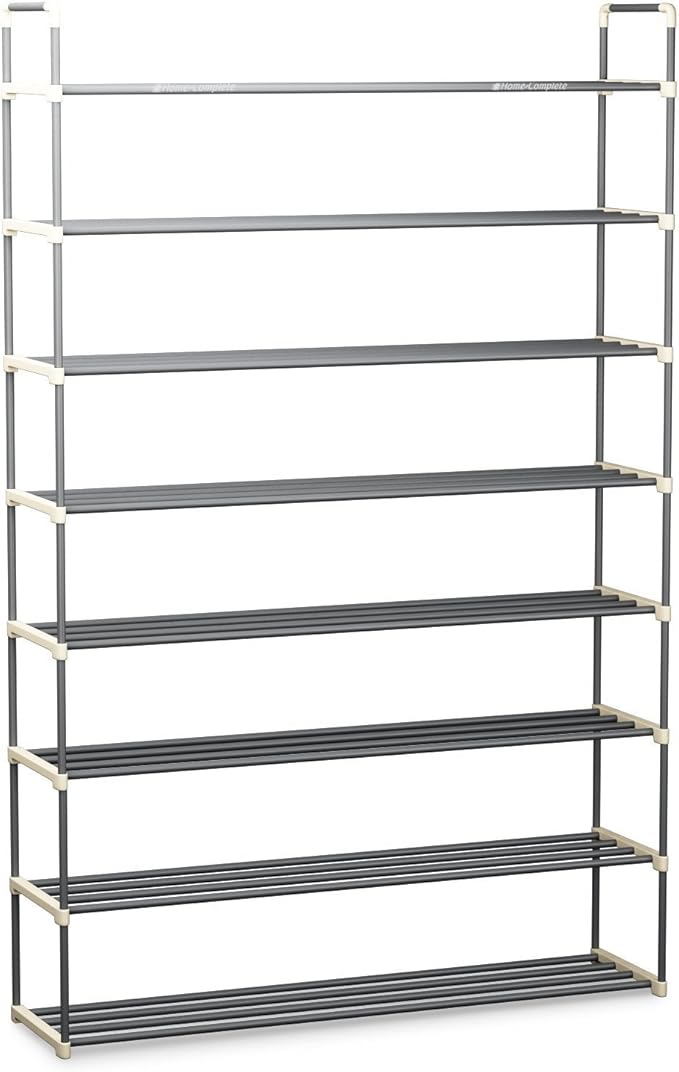 Shoe Rack - 8-Tier Shoe Organizer for Closet, Bathroom, Entryway - Shelf Holds 40 Pairs Sneakers, Heels, Boots by Home-Complete (Gray)-NeatNest