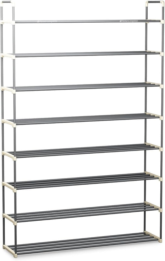Shoe Rack - 8-Tier Shoe Organizer for Closet, Bathroom, Entryway - Shelf Holds 40 Pairs Sneakers, Heels, Boots by Home-Complete (Gray)-NeatNest