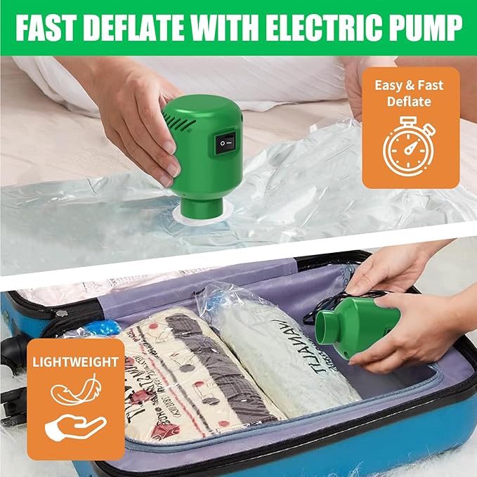 10 Pack Vacuum Storage Bags (5 Jumbo/5 Large) with Electric Pump, Reusable Compression Space Saver Bags for Autumn And Winter clothing, Mattress, Bedding, Quilts and Pillows, Comforters, Travel, White-NeatNest