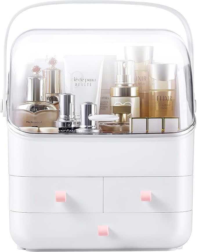 Large Makeup Organizer w Drawers Beauty Organizer Makeup Box Holder Vanity Organization Desk Countertop MakeUp Organizers Bathroom Counter Organizer Skincare Cosmetic Case Stand Dustproof Lid Gift-NeatNest