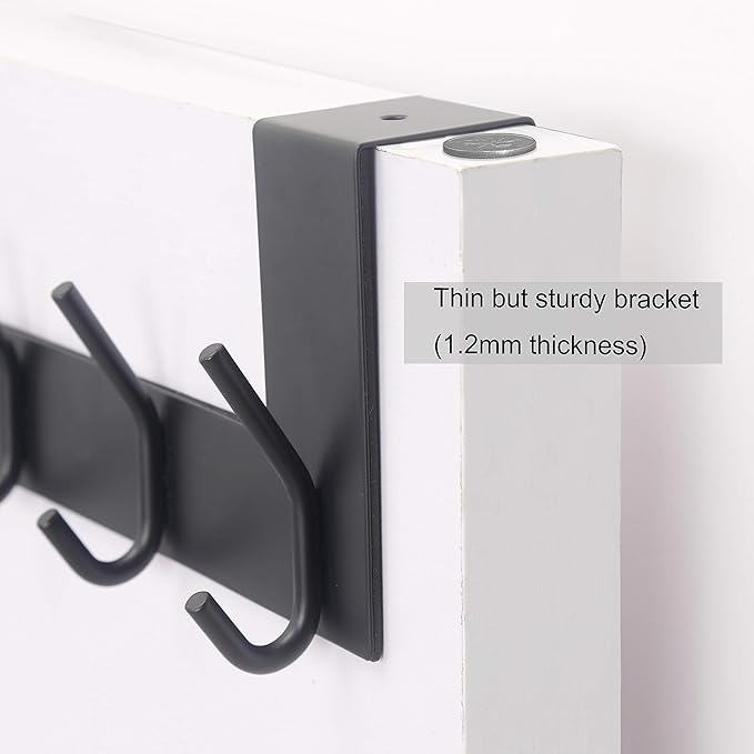 WEBI Over The Door Hook Door Hanger:Over The Door Towel Rack with 6 Coat Hooks for Hanging,Towel Hanger Door Coat Hanger Over Door Coat Rack for Towels,Clothes,Back of Bathroom,Black,2 Packs