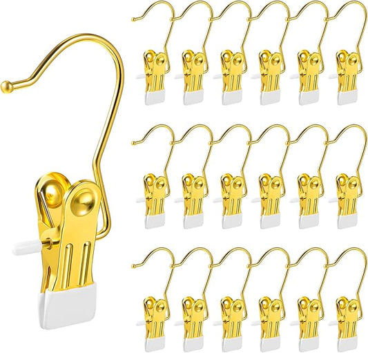 Hotop Boot Hanger Clips for Closet, Laundry Hanging Hooks Heavy Duty Clips Boot Holder Portable Single Hooks Space Saving for Pants Jeans Clothes Hats Tall Towels(Gold,20 Pieces)-NeatNest