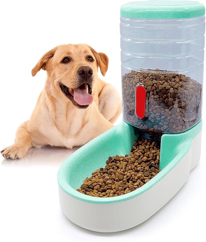 kathson Automatic Cat Feeder 1 Gallon Gravity Dog Food Dispenser Large Capacity Self Feeding Pet Food Bowl Station for Puppy Kitten Rabbit Green-NeatNest