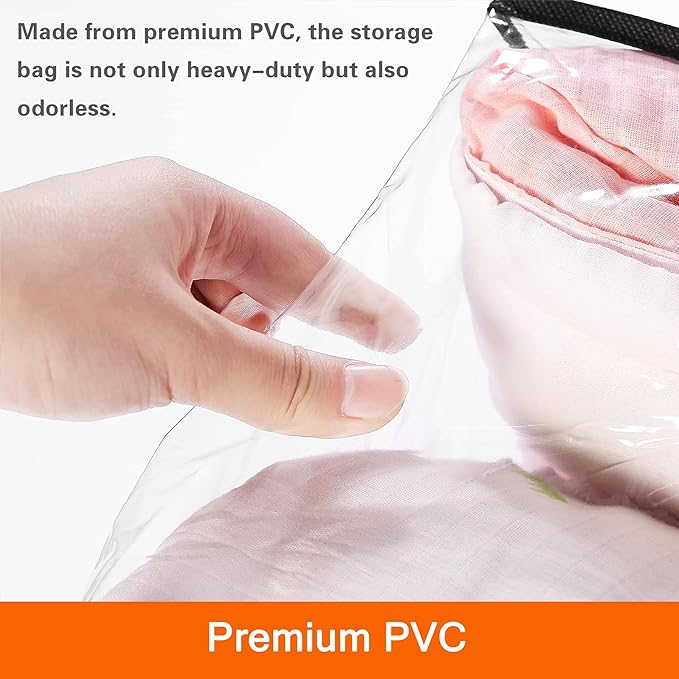 Vieshful 3 Pack 40L+60L+90L Clear Clothes Storage Bag, Zippered Closet Organizer, Plastic Storage Containers Moving bags for Comforter, Blanket, Bedding, Duvet, Toys-NeatNest