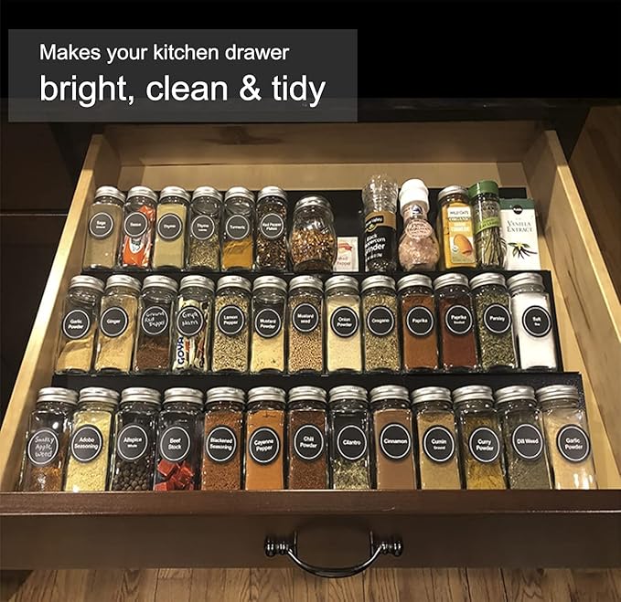 Artibear Expandable Spice Rack Drawer Organizer for 8" to 24" Kitchen Cabinets Drawer Tray, Set of 9-NeatNest