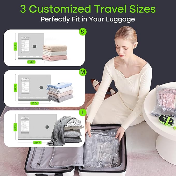 Travel Vacuum Storage Bags with USB Pump, 6 Pack Compression Packing Bags for Luggage and Suitcase,Space Saver Bags for Clothes and Clothing Travel-NeatNest
