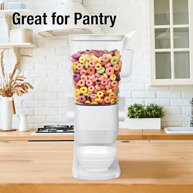 Cereal Dispenser Countertop With Bowls and Spoons Cereal Containers Storage for Pantry Snack Organizer Dry Food Storage Container with Lid for Kitchen Organization Oatmeal Nut Granola（2pcs White）-NeatNest
