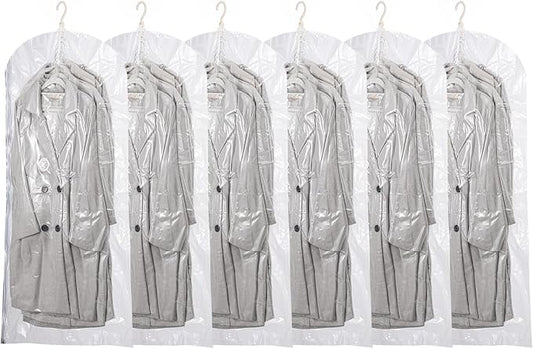 Hanging Vacuum Storage Bags, 6 Pack (53 x27.6 inch), Vacuum Seal Bags for Clothing, Garment Storage for Coat, Jacket, Suits, Dresses, Closet Oragnization and Storage-NeatNest