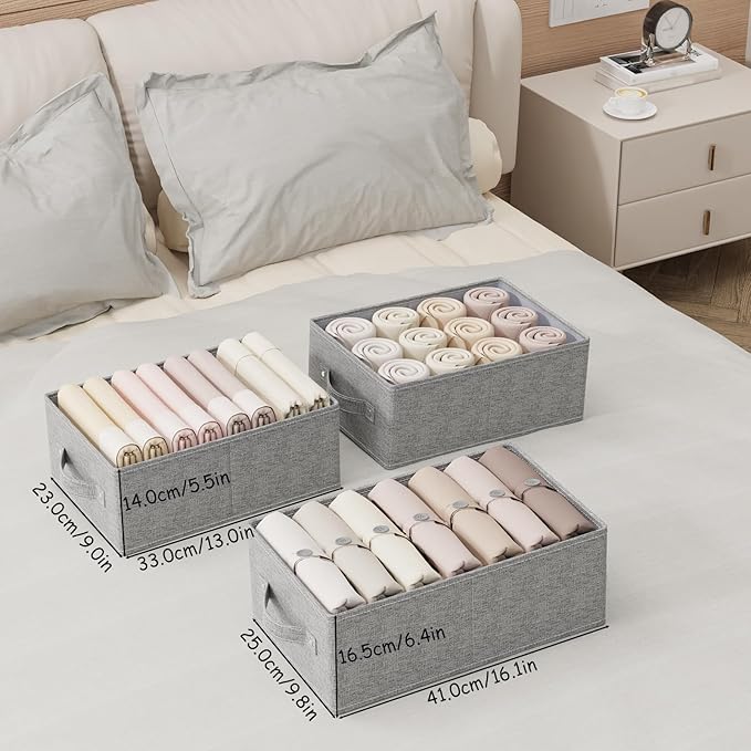 Collapsible Storage Boxes, Fabric Organizer Baskets, Cube Bins for Organizing Home, Office and Closet, Grey, 2 Pack, 13.0x9.0 x5.5in-NeatNest