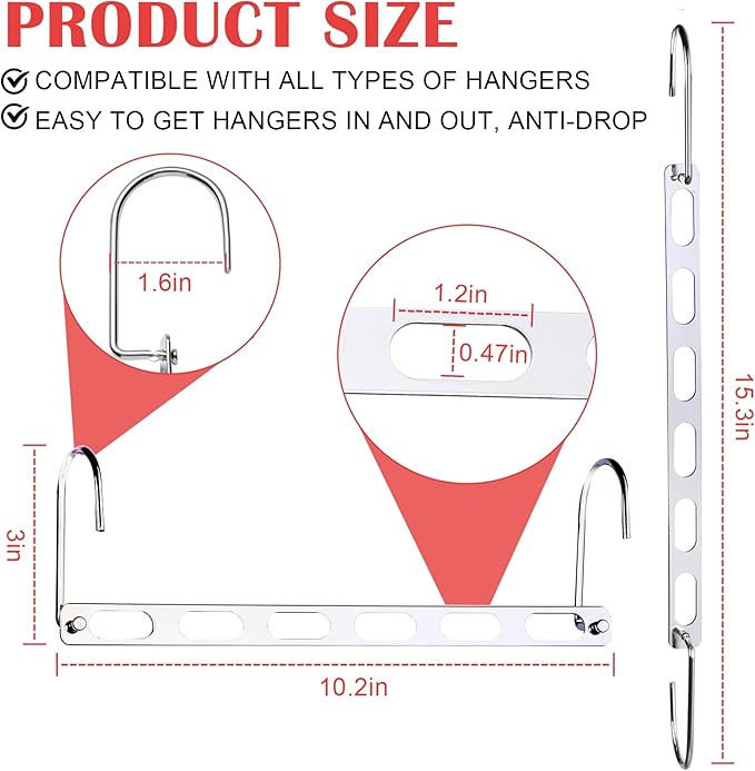 12 Pack Space Saving Hangers for Clothes, Collapsible Metal Hangers Organizer, Clothes Space Savers, Closet Organizers and Storage, Dorm Room Essentials-NeatNest