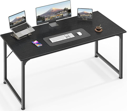 Huuger 48 Inch Office & Gaming Desk with Storage, Modern Simple Design, Large Legroom, Black Metal Frame-NeatNest